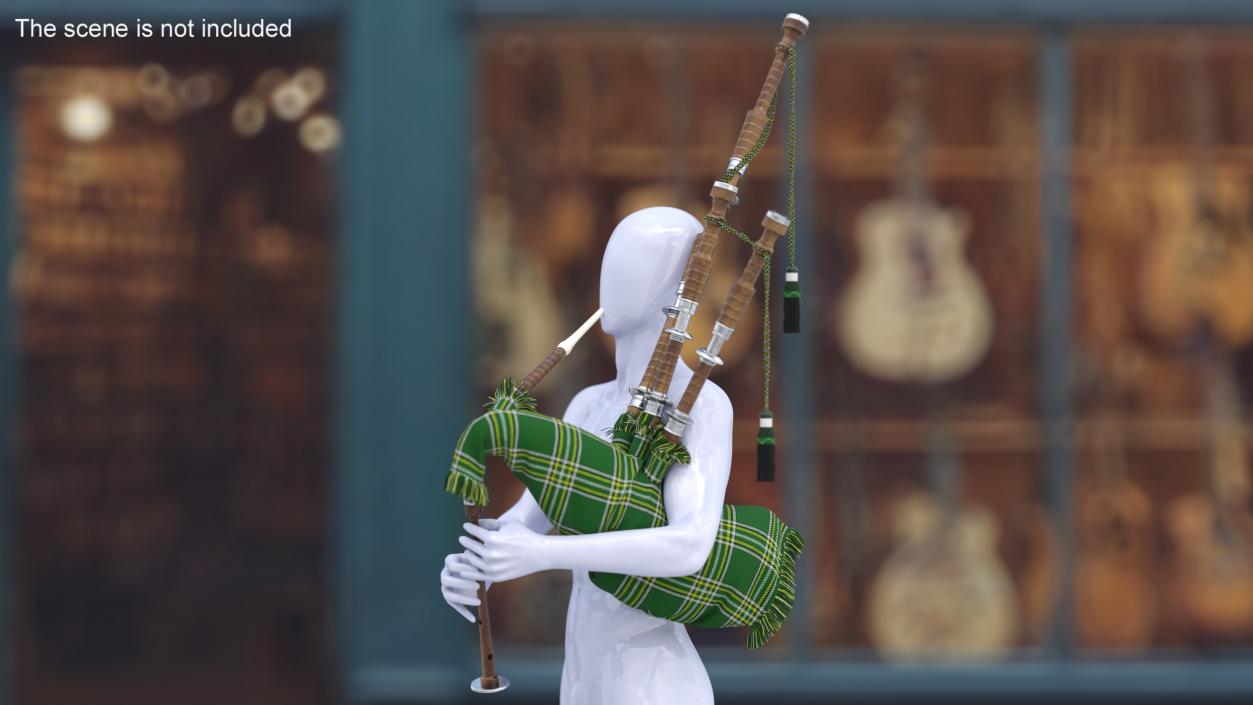 3D Mannequin with Scottish Green Bagpipes model