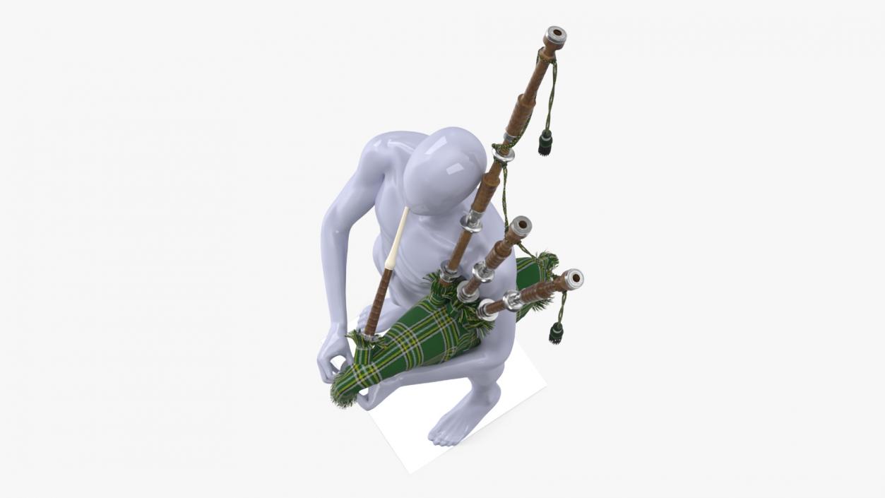 3D Mannequin with Scottish Green Bagpipes model