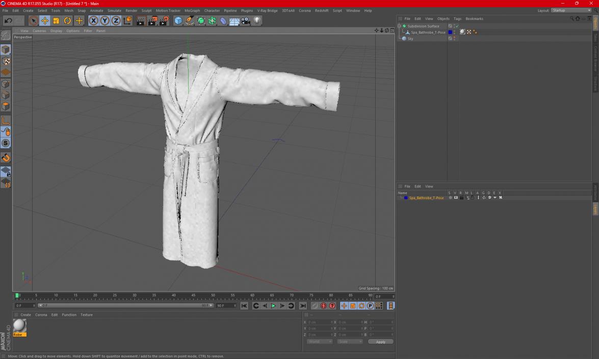 Spa Bathrobe T-Pose 3D model