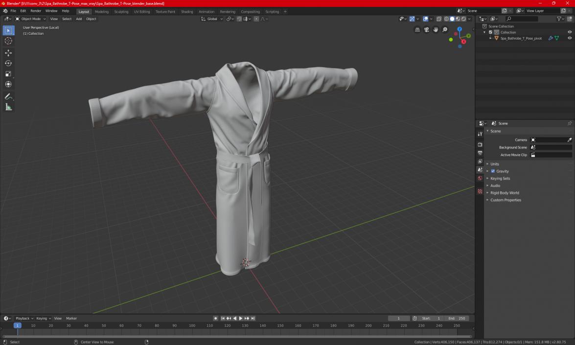 Spa Bathrobe T-Pose 3D model