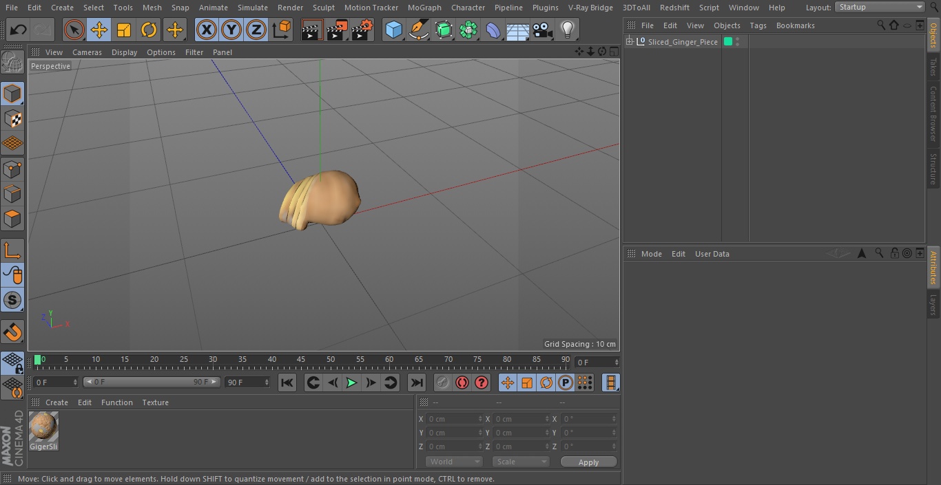 Sliced Ginger Piece 3D model