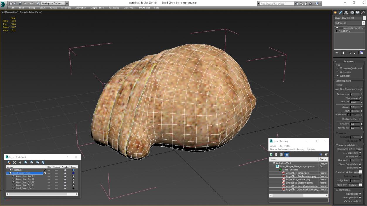 Sliced Ginger Piece 3D model