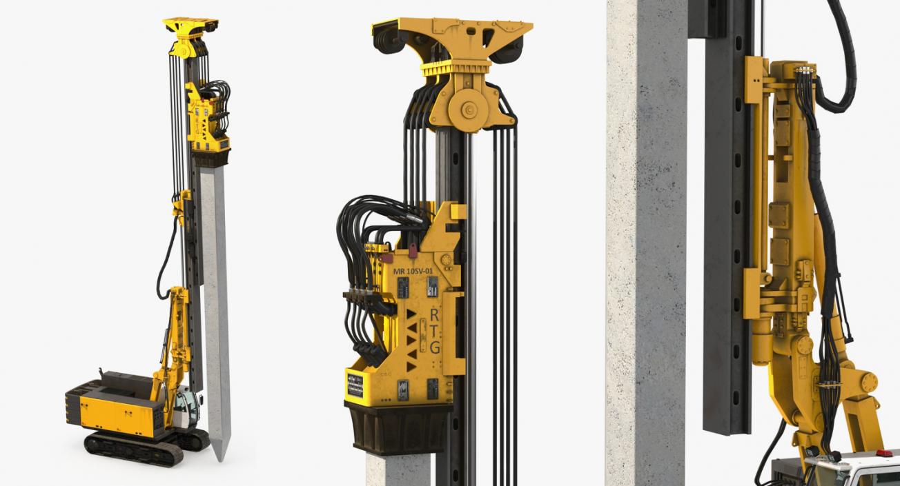 3D model Pile Driver Bauer RG16T Working Position