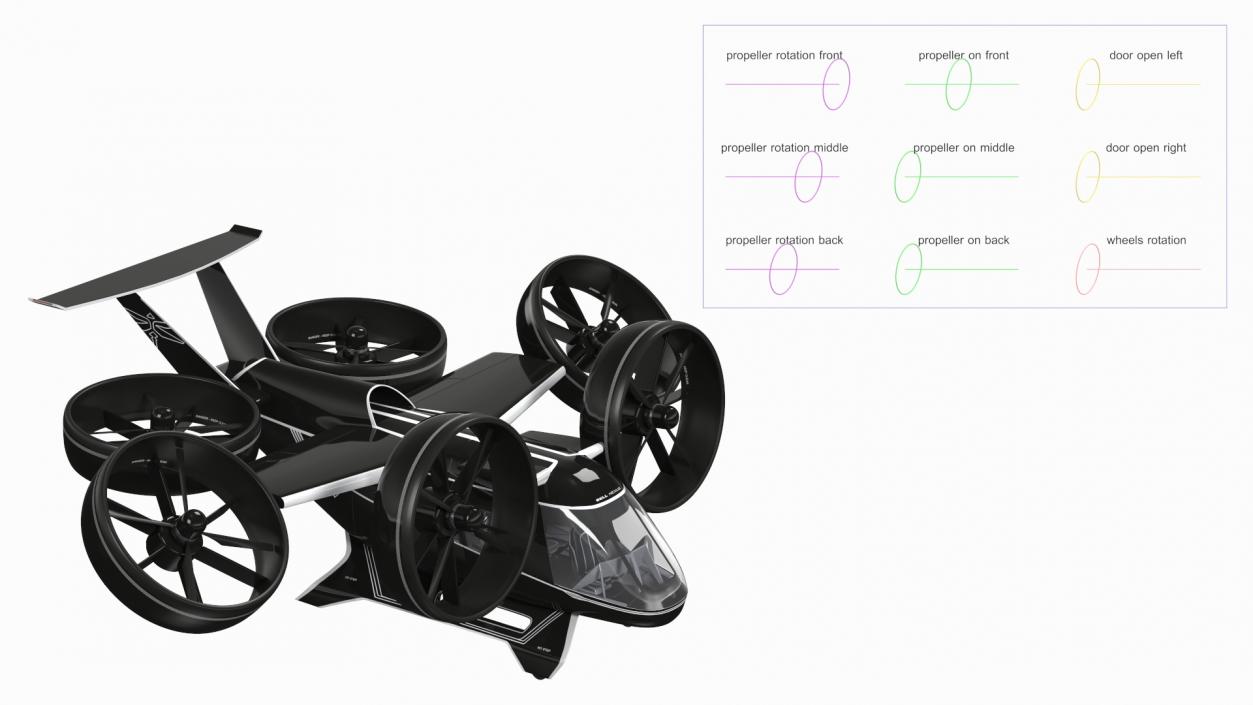 3D model Flying Taxi Bell Nexus Simple Interior Rigged