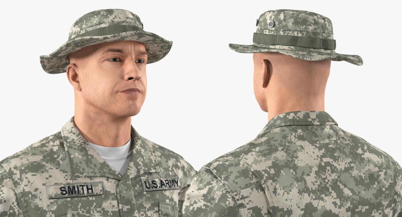 3D US Army Soldier Camo T-Pose Fur