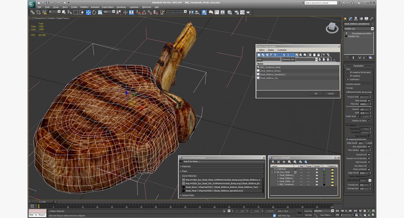 3D BBQ Tomahawk Steak model