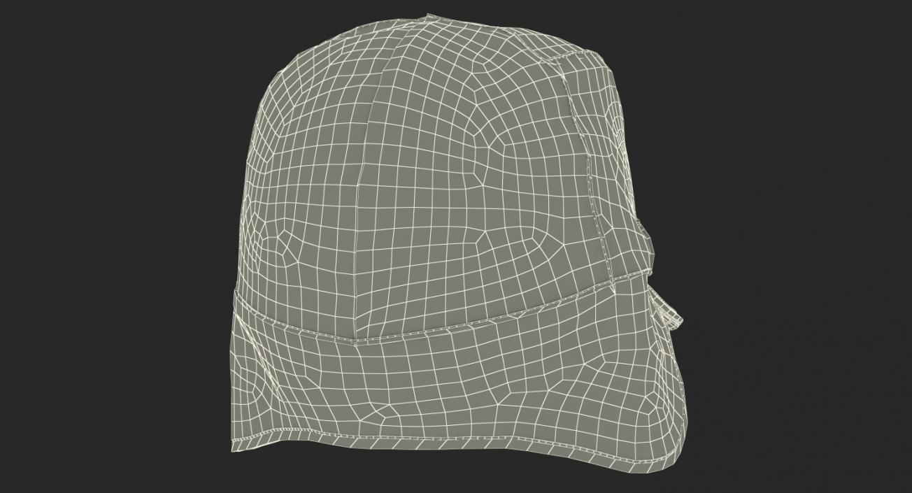 3D Black Military Field Cap with Earflaps model