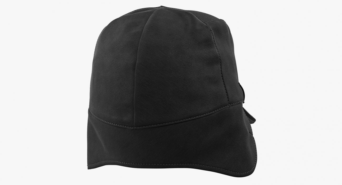 3D Black Military Field Cap with Earflaps model