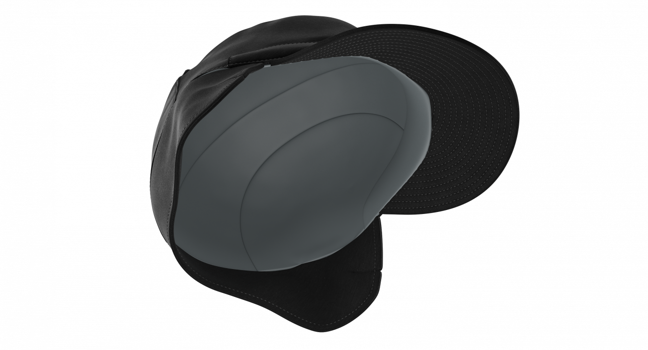 3D Black Military Field Cap with Earflaps model