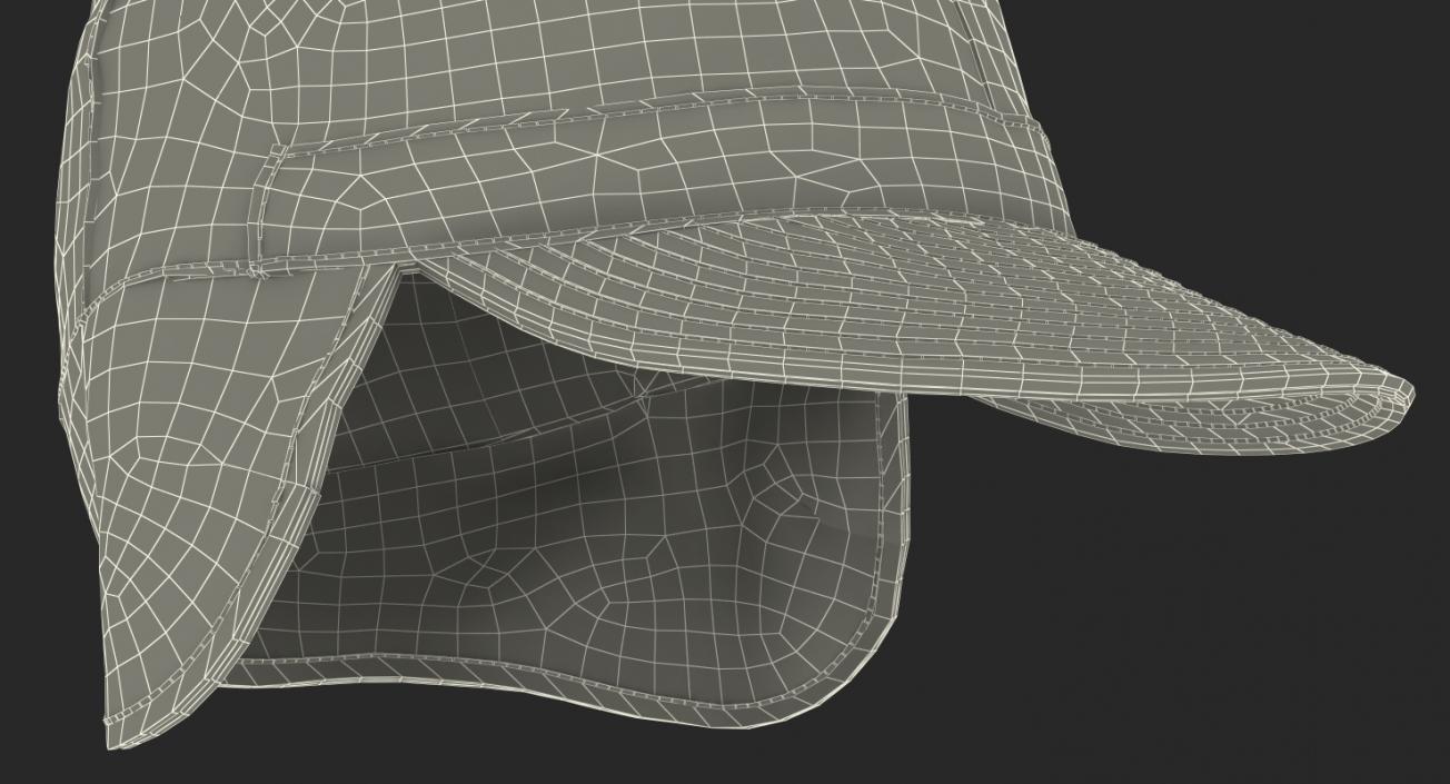 3D Black Military Field Cap with Earflaps model