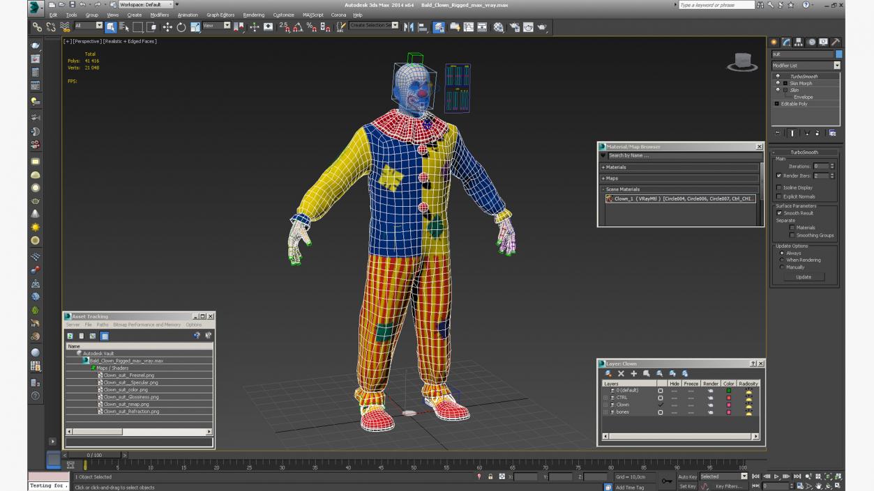 Bald Clown Rigged 3D