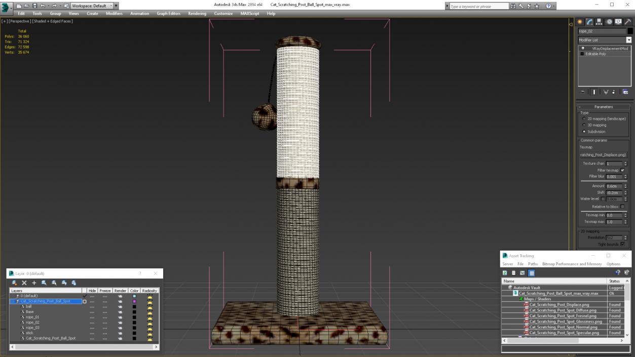 Cat Scratching Post Ball Spot 3D model