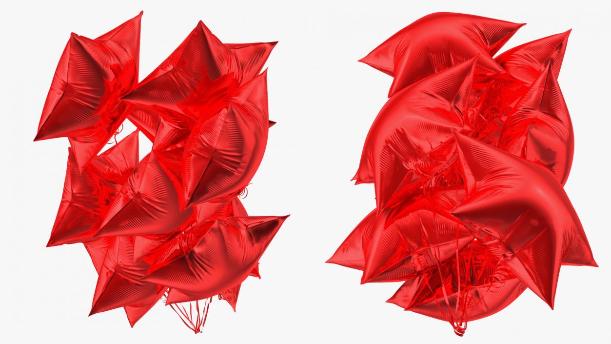 3D Helium Star Shape Balloons Bouquet Red model