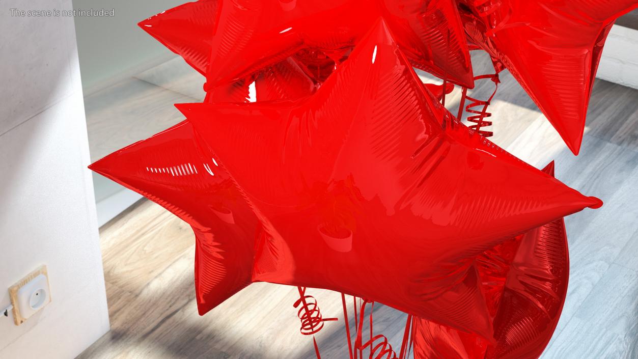 3D Helium Star Shape Balloons Bouquet Red model