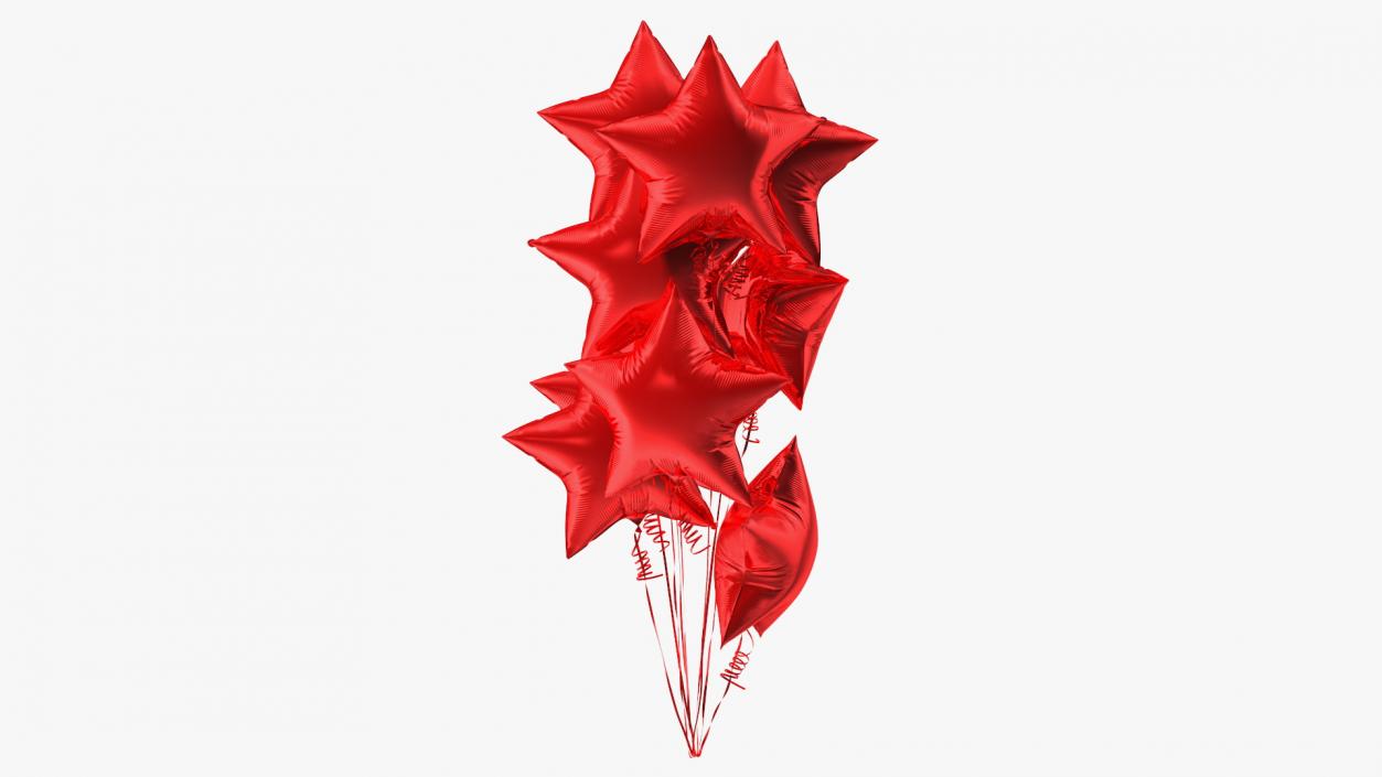 3D Helium Star Shape Balloons Bouquet Red model