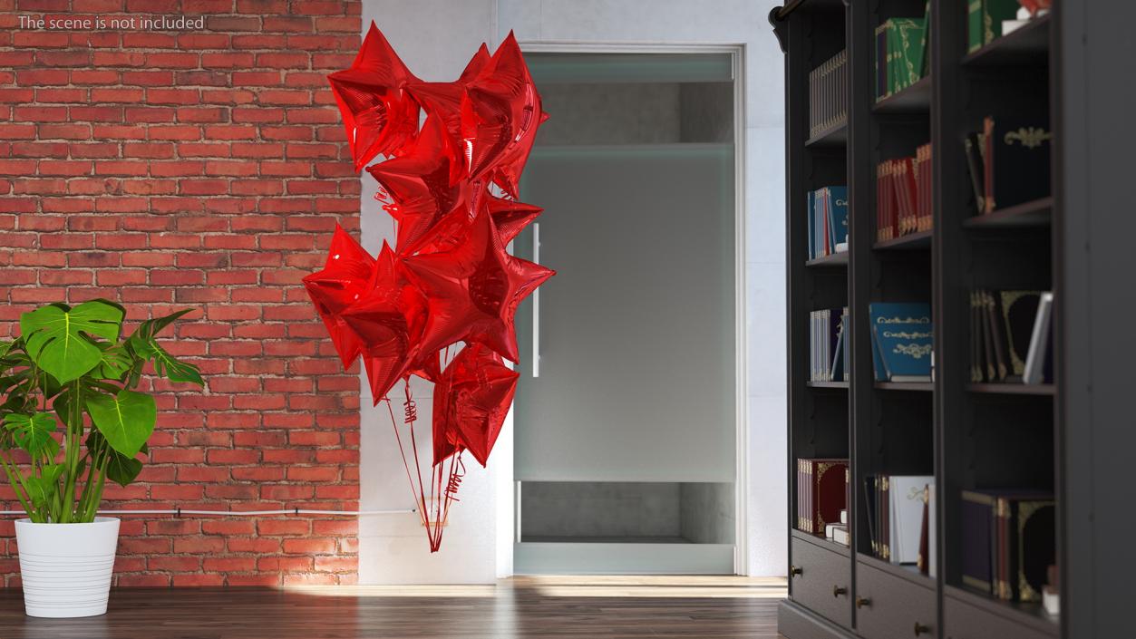 3D Helium Star Shape Balloons Bouquet Red model