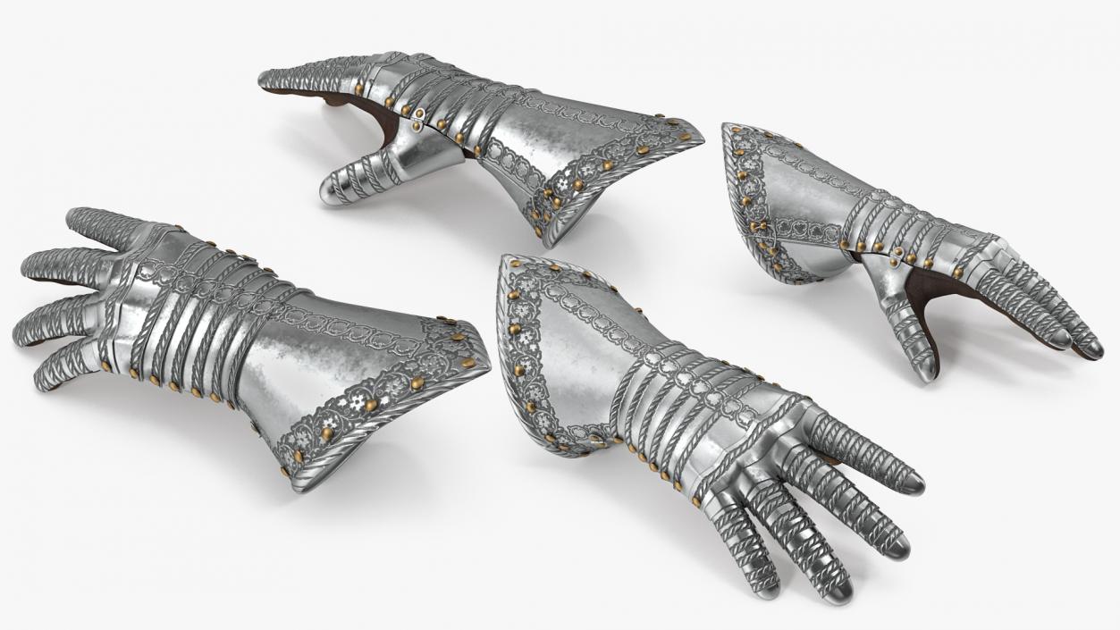 Medieval Knight Plate Armor Gauntlets 3D