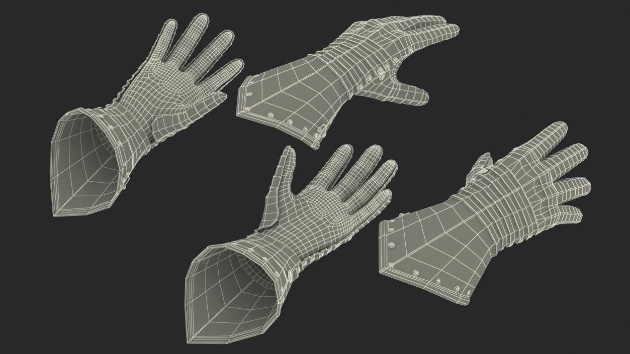 Medieval Knight Plate Armor Gauntlets 3D