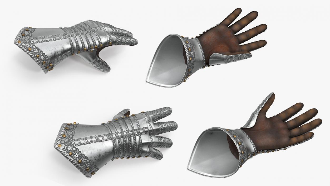 Medieval Knight Plate Armor Gauntlets 3D