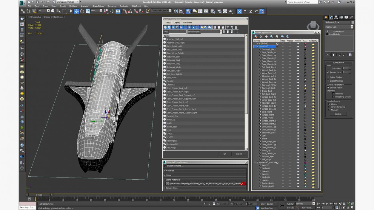 Reusable Robotic Spacecraft Rigged 3D model