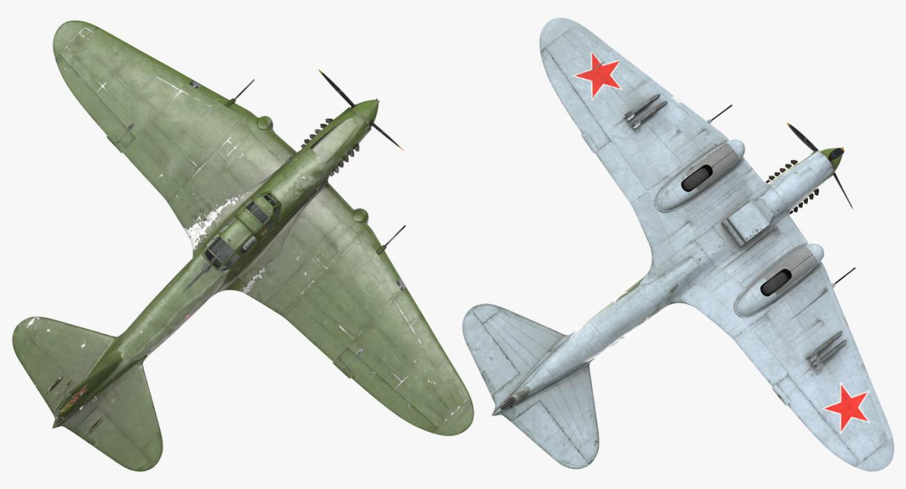 3D Ilyushin Il-2 WWII Soviet Attack Aircraft Rigged model