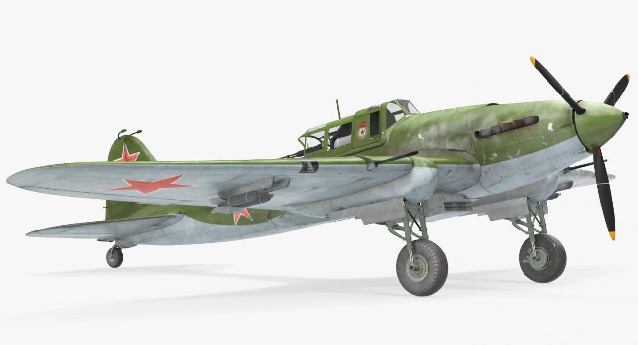 3D Ilyushin Il-2 WWII Soviet Attack Aircraft Rigged model