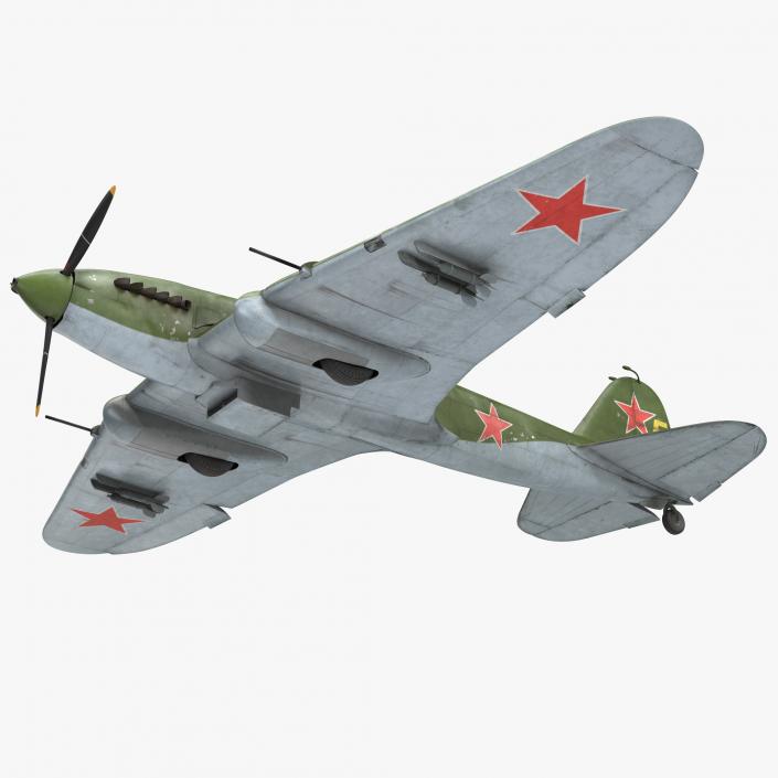 3D Ilyushin Il-2 WWII Soviet Attack Aircraft Rigged model