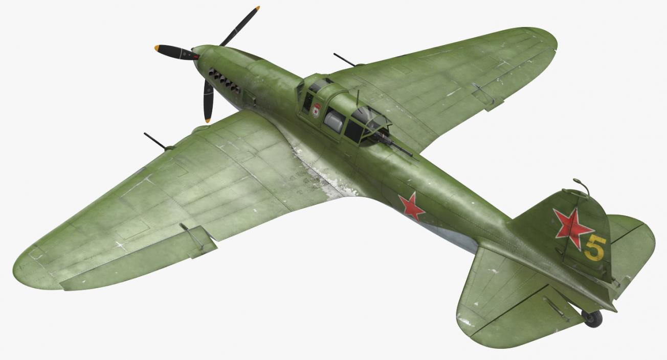 3D Ilyushin Il-2 WWII Soviet Attack Aircraft Rigged model