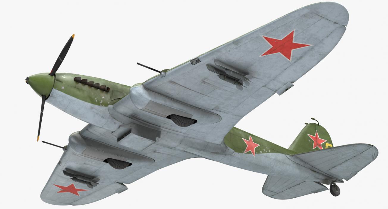 3D Ilyushin Il-2 WWII Soviet Attack Aircraft Rigged model