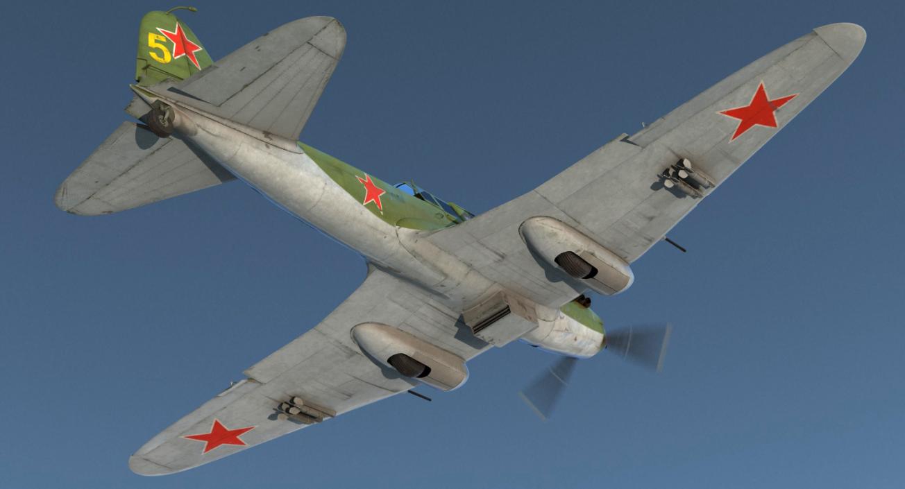 3D Ilyushin Il-2 WWII Soviet Attack Aircraft Rigged model