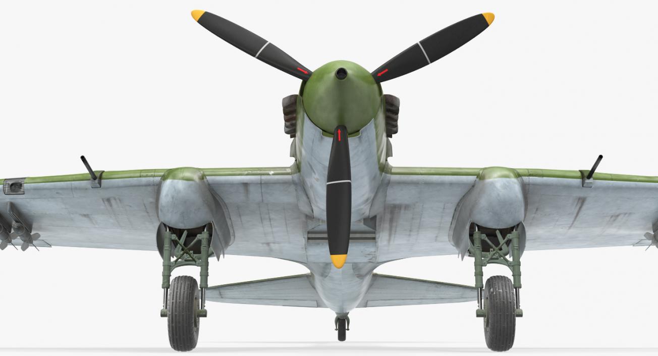 3D Ilyushin Il-2 WWII Soviet Attack Aircraft Rigged model