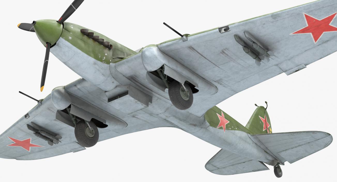 3D Ilyushin Il-2 WWII Soviet Attack Aircraft Rigged model