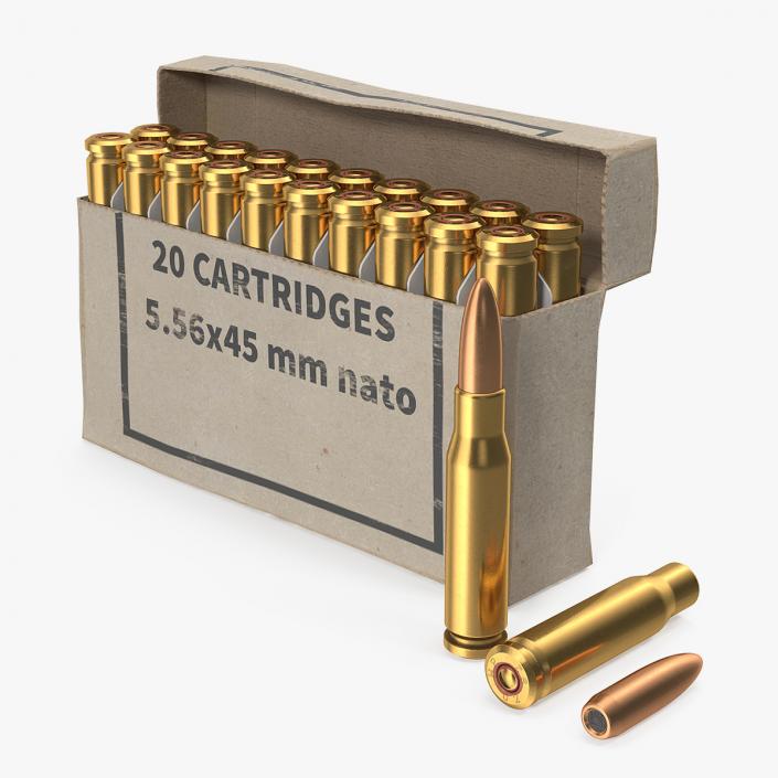 3D Box of 5.56x45mm NATO Rounds model