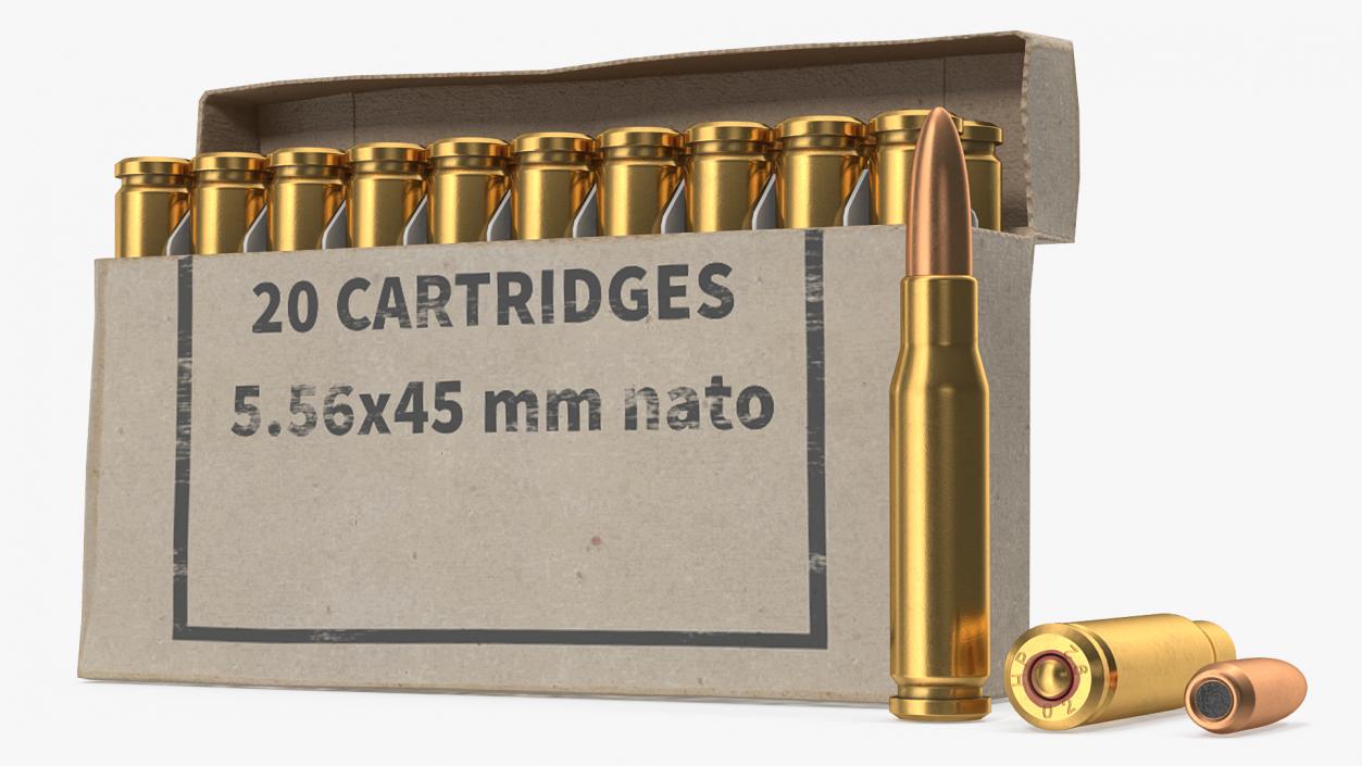 3D Box of 5.56x45mm NATO Rounds model