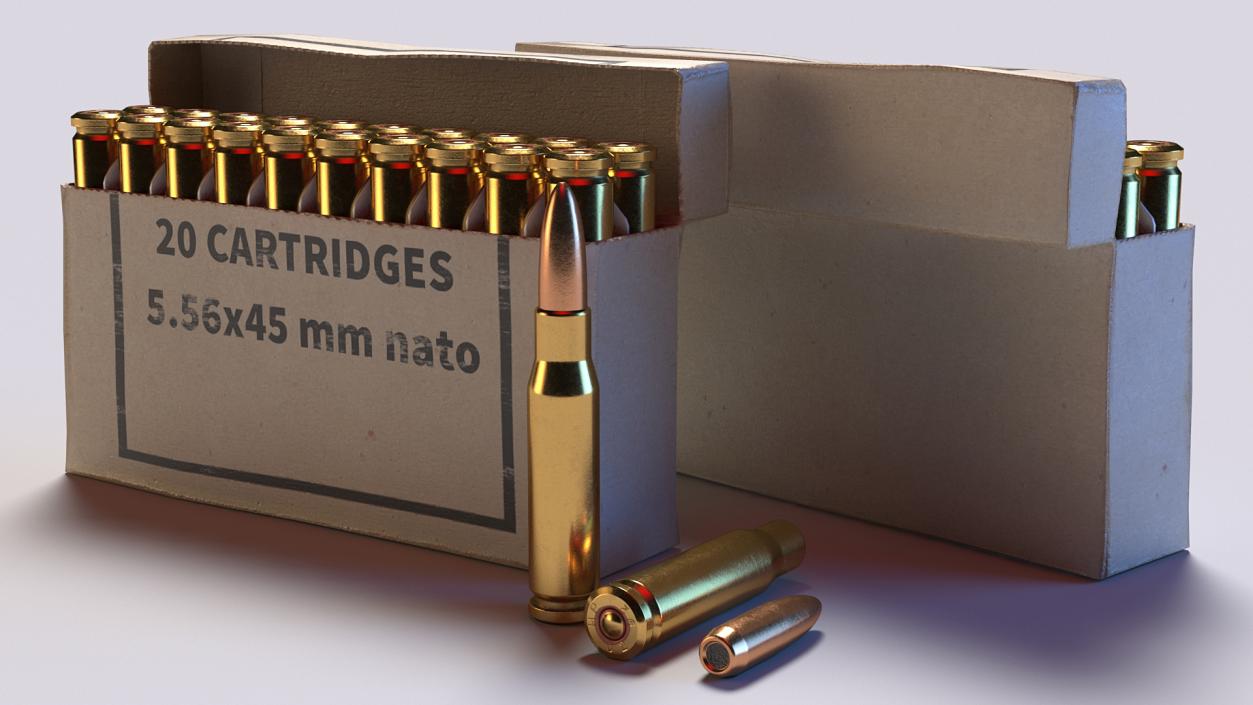 3D Box of 5.56x45mm NATO Rounds model