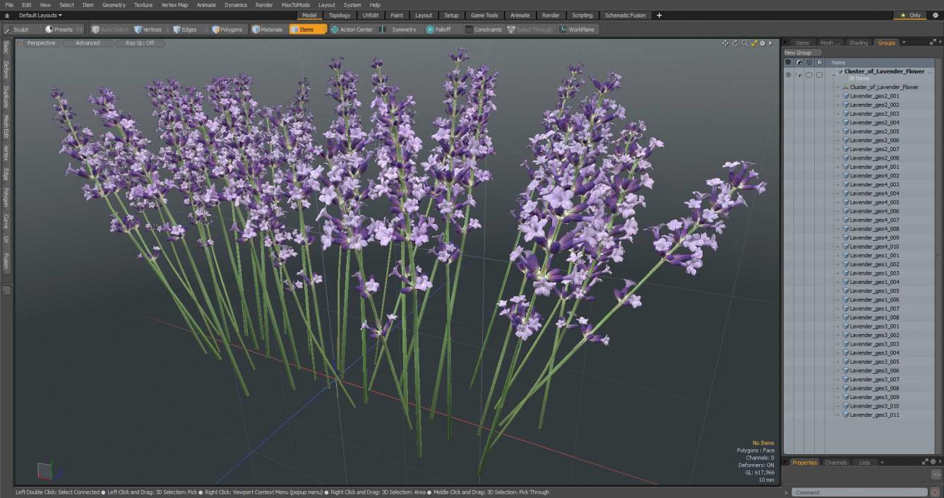 3D Cluster of Lavender Flower