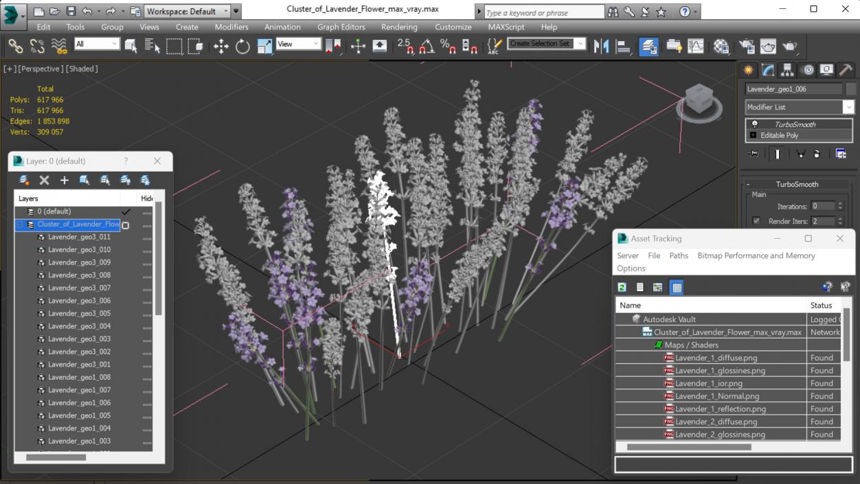 3D Cluster of Lavender Flower