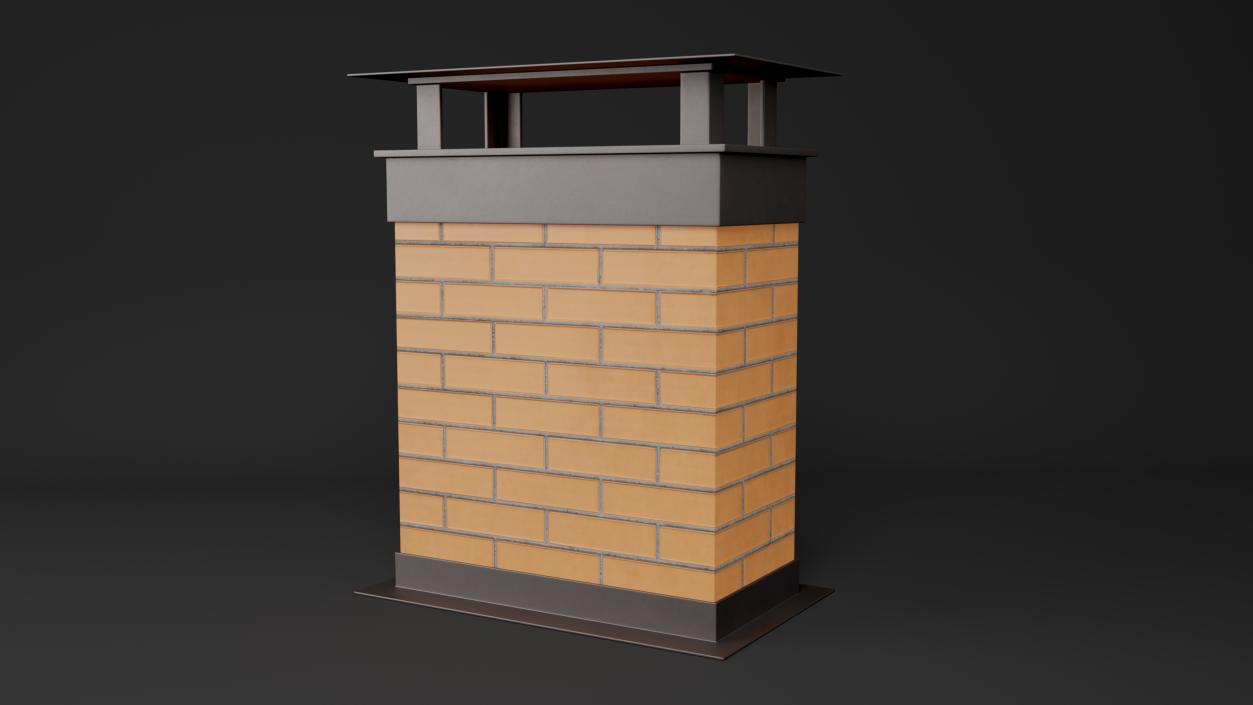 3D model Rectangular Brick Chimney