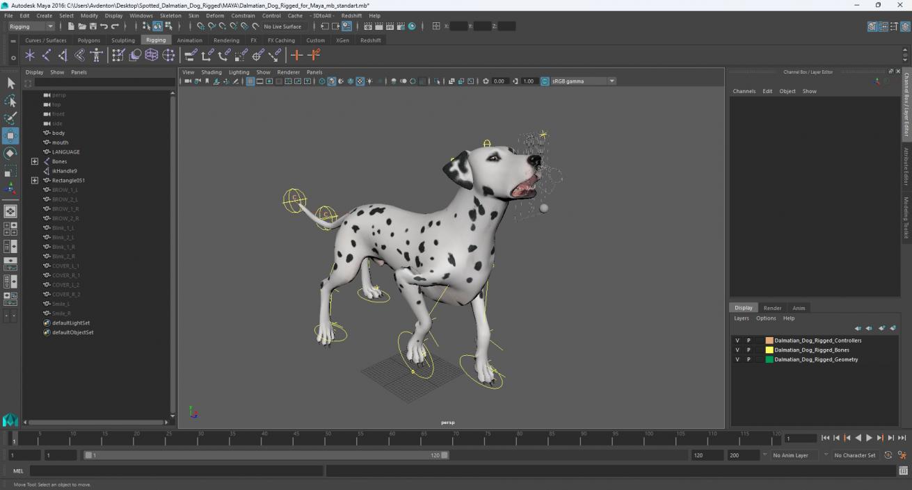 Dalmatian Dog Rigged for Maya 3D model