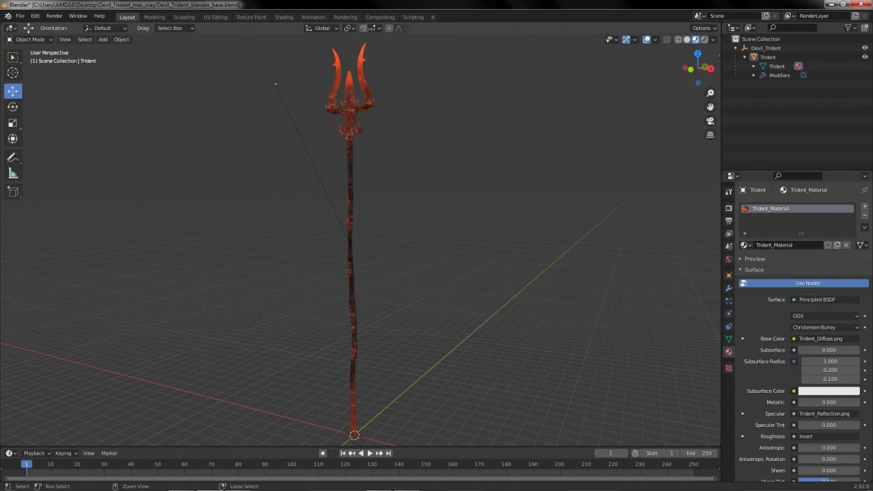 3D Devil Trident model