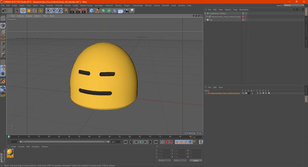 3D Expressionless Face Android Emoji model