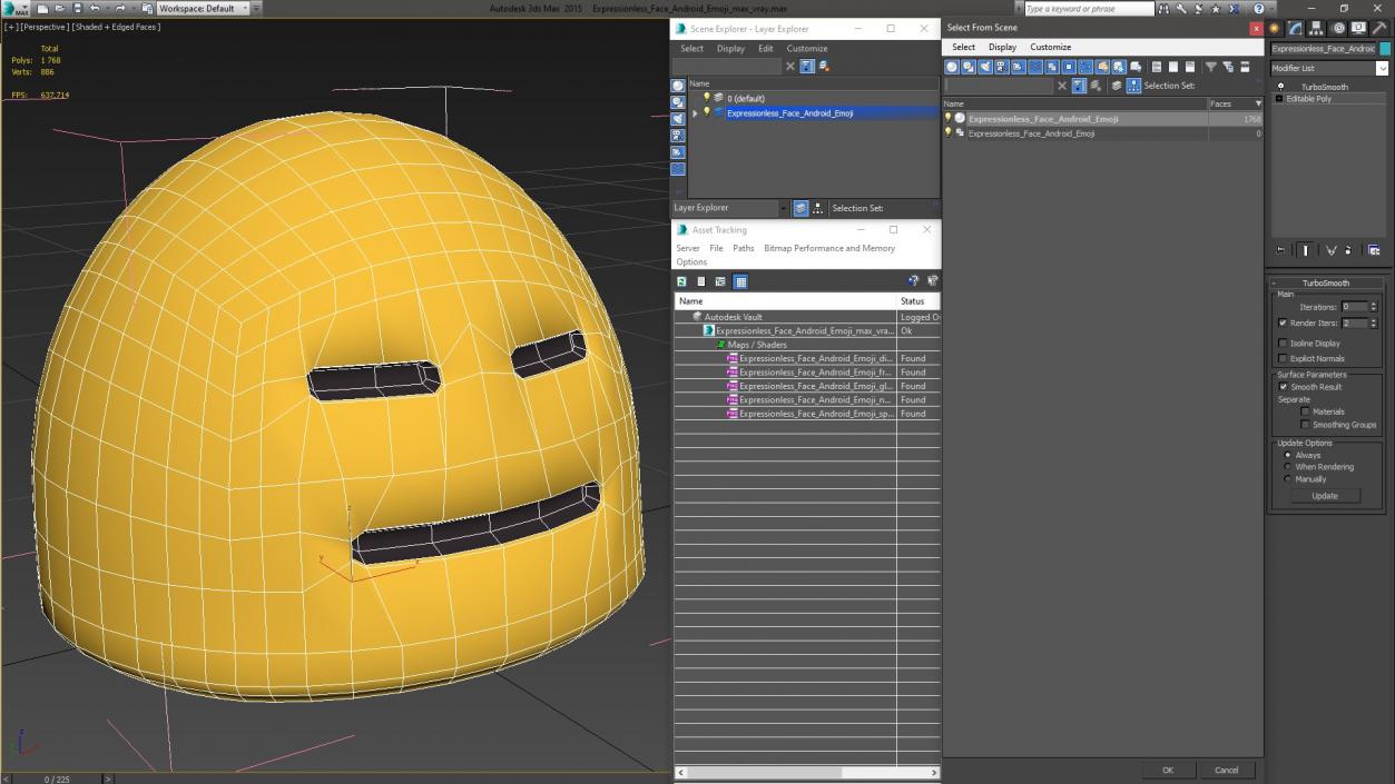 3D Expressionless Face Android Emoji model