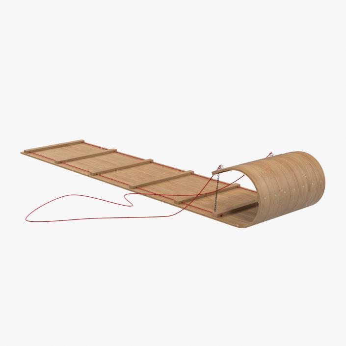 3D Classic Wooden Toboggan model