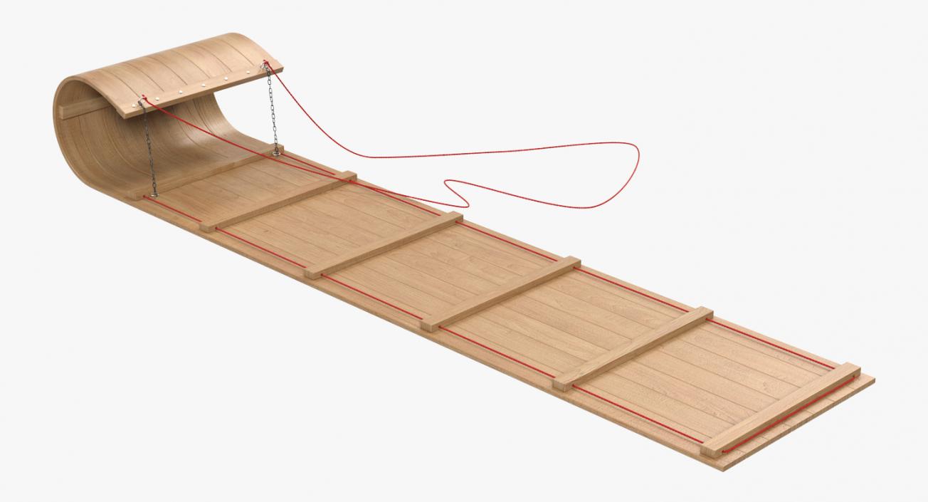 3D Classic Wooden Toboggan model