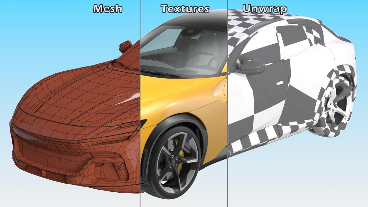 Extreme Crossover Sports Car Yellow Rigged 2 3D model