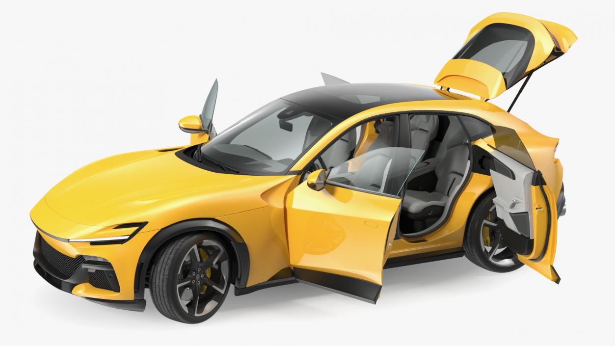 Extreme Crossover Sports Car Yellow Rigged 2 3D model