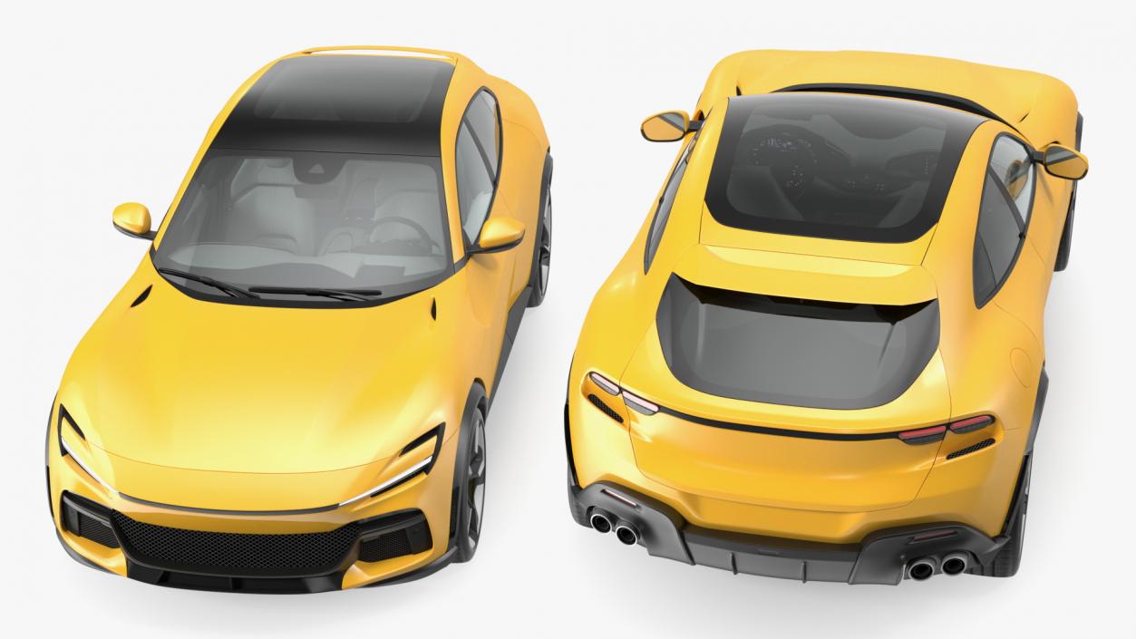 Extreme Crossover Sports Car Yellow Rigged 2 3D model