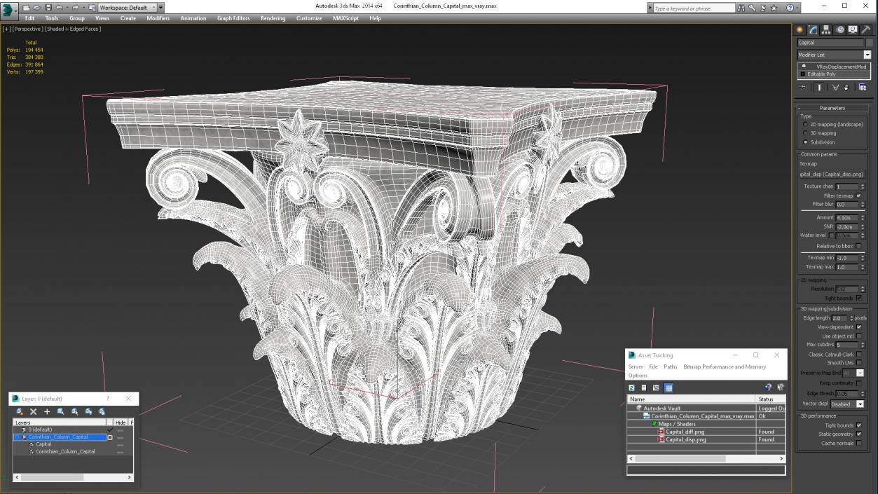 3D model Corinthian Column Capital