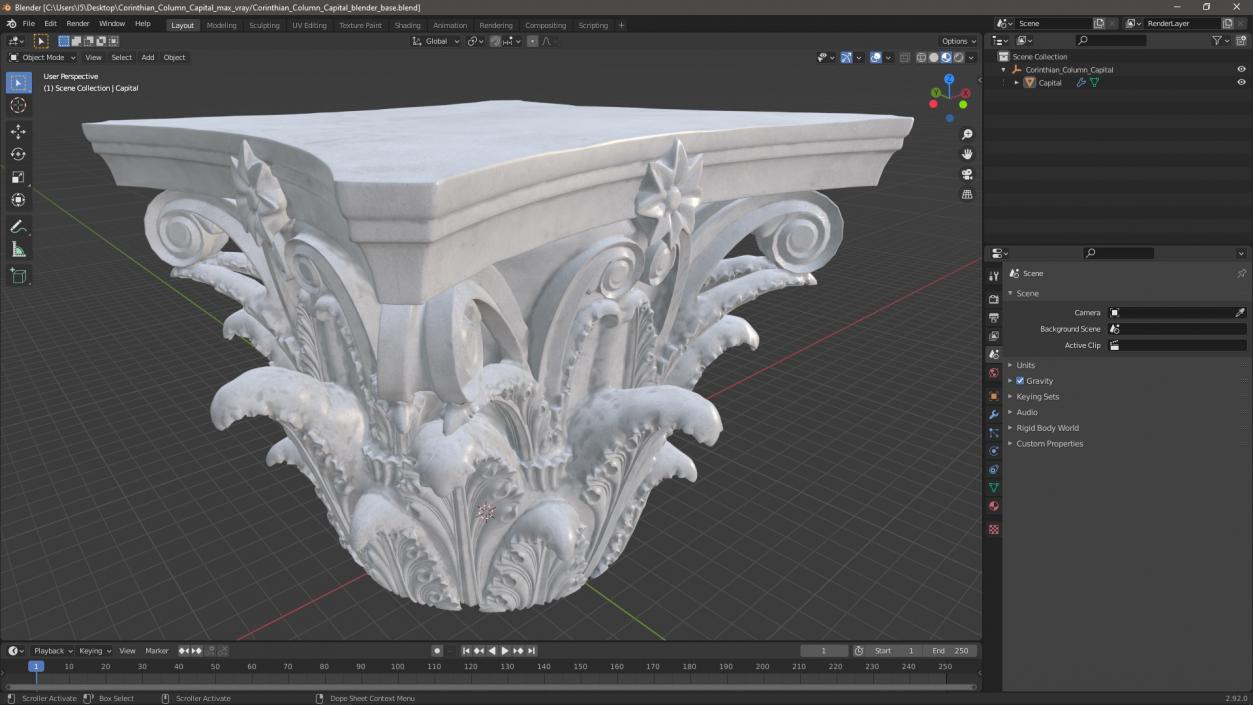 3D model Corinthian Column Capital