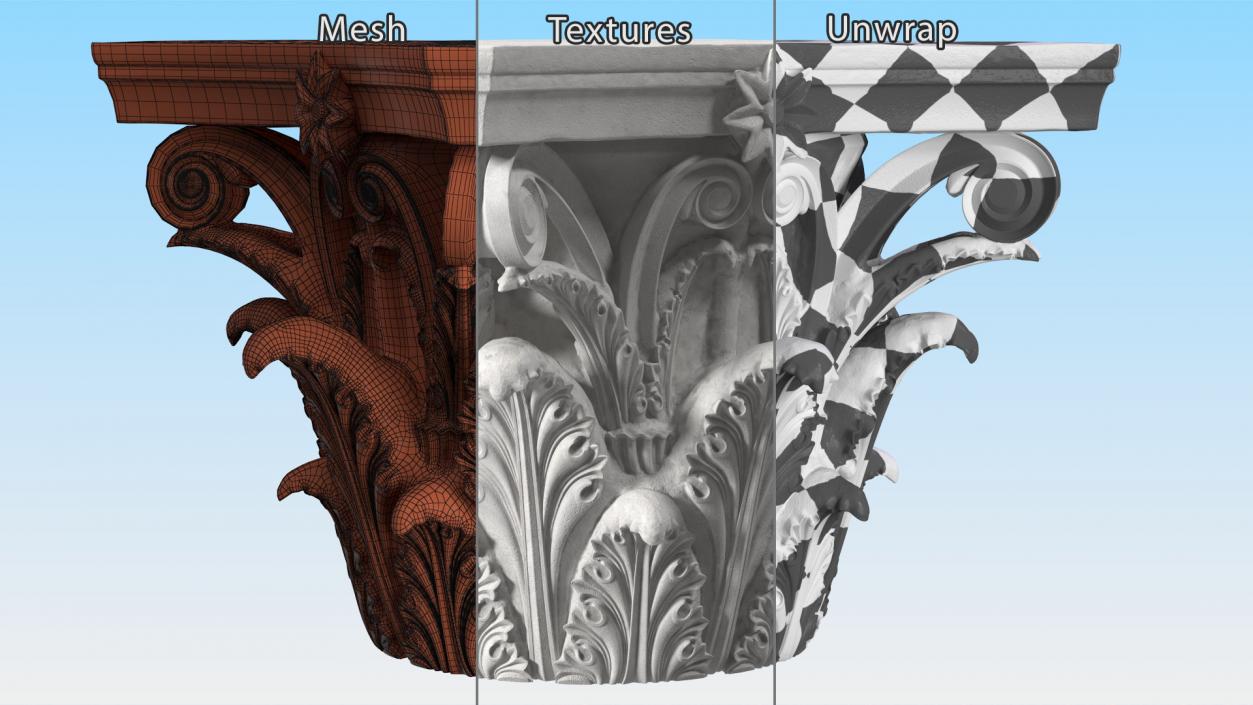 3D model Corinthian Column Capital